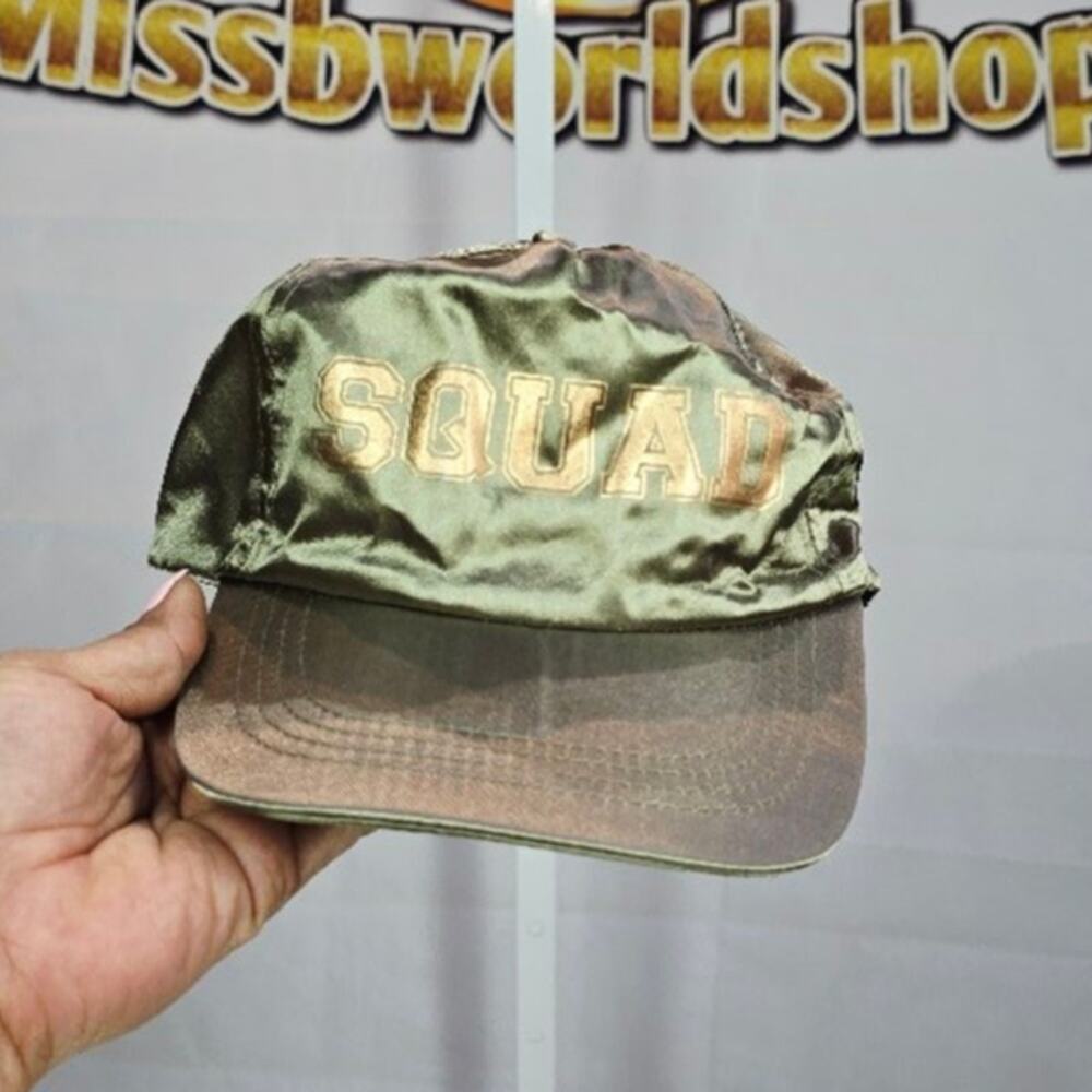Green Satin Squad Adjustable Hat with Velcro Back Unisex